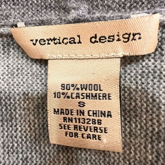 Wool Cashmere Colorblock Drape Waterfall Open Front Cardigan Gray Black Women S - Picture 7 of 8